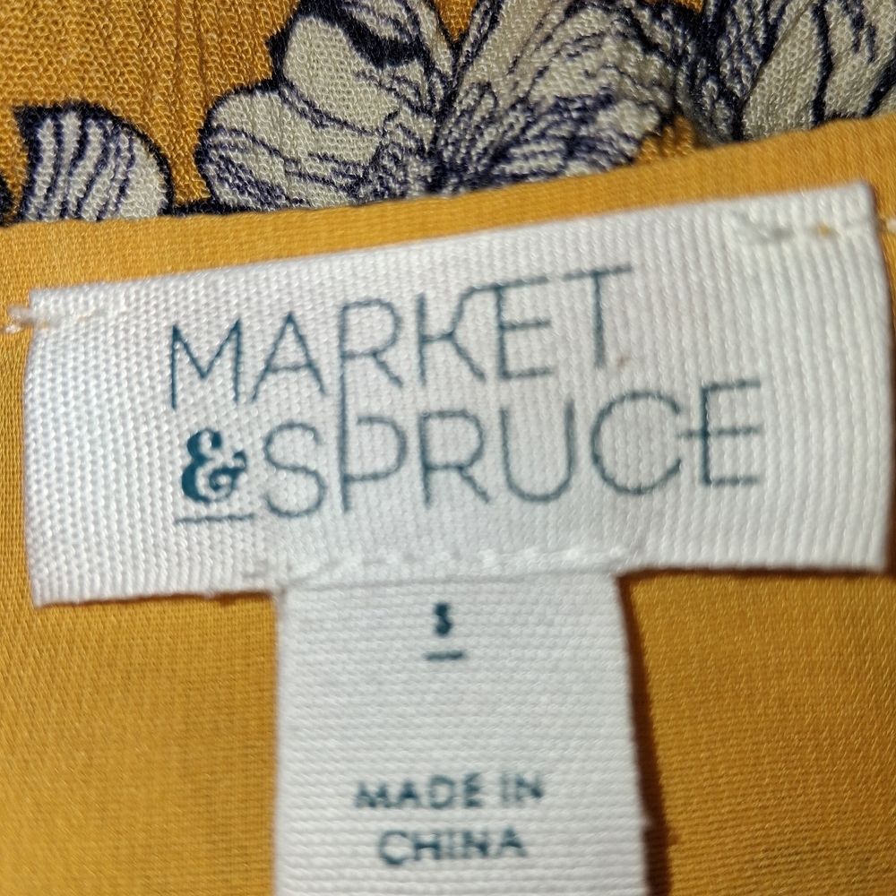 Market & Spruce Yellow Floral Mini Dress Size S - Picture 3 of 17